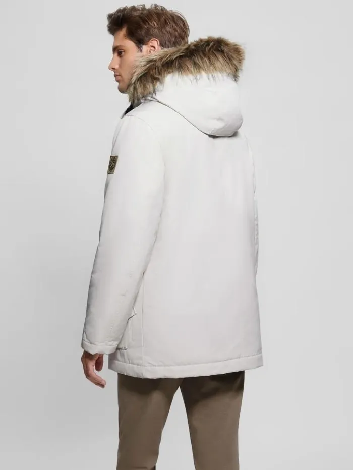 Men GUESS Jackets and Coats Winter FauxFur Parka Muted Stone