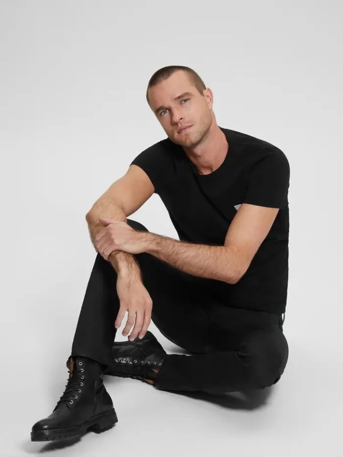 Men GUESS Jeans and Denim Coated Skinny Jeans Mechanical Black Wash