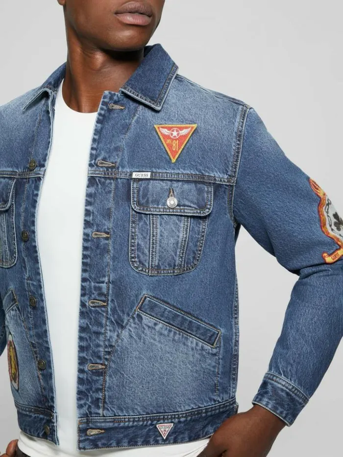 Men GUESS Jeans and Denim Dean Signature Denim Jacket Clubhouse