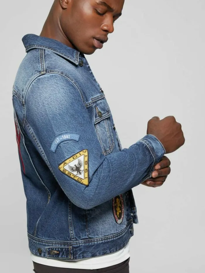 Men GUESS Jeans and Denim Dean Signature Denim Jacket Clubhouse