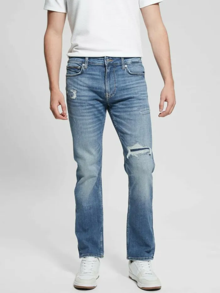 Men GUESS Jeans and Denim Distressed Straight Jeans Nomadic