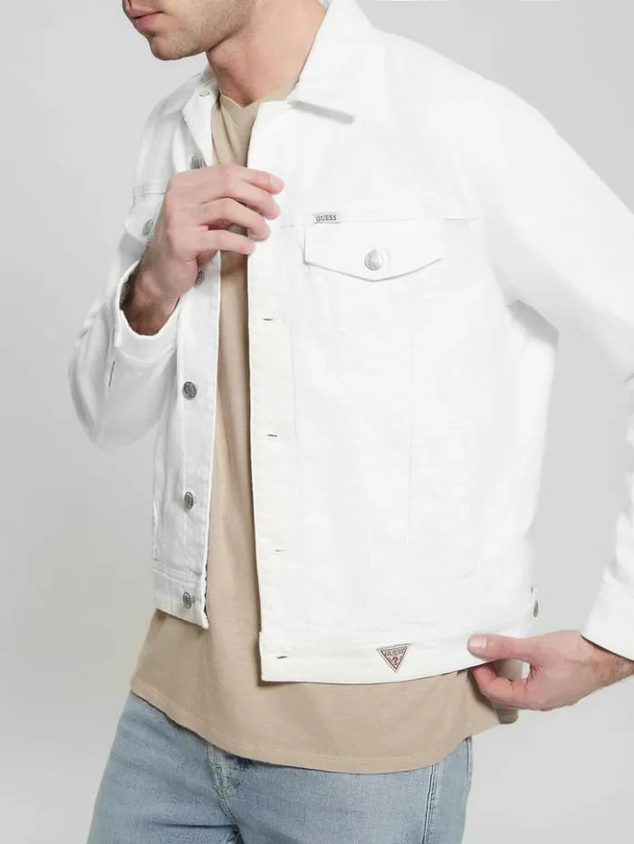 Men GUESS Jeans and Denim Eco Dillon Jacket Optic White