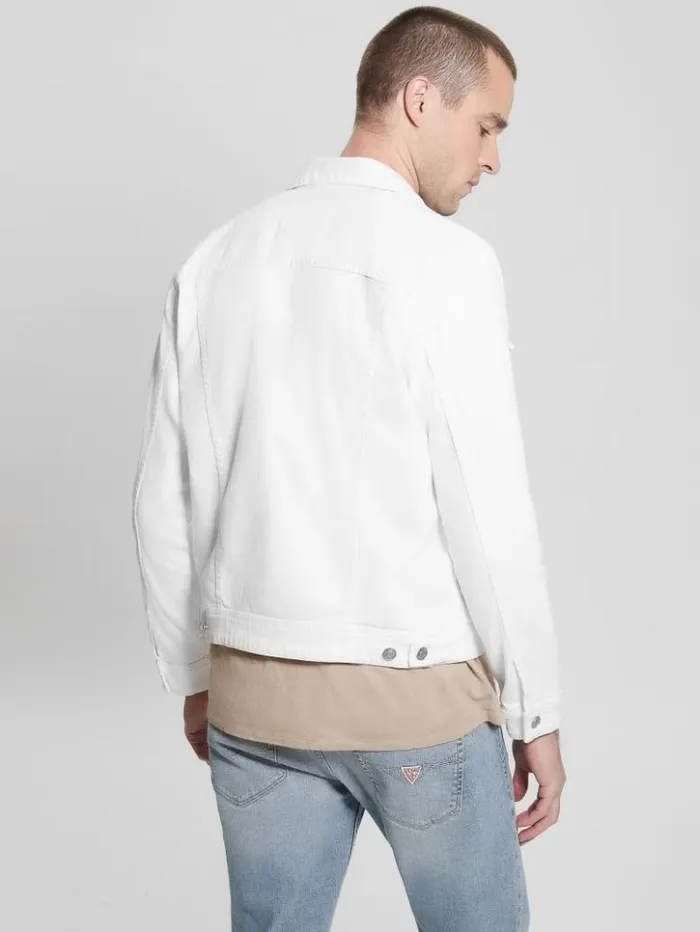 Men GUESS Jeans and Denim Eco Dillon Jacket Optic White
