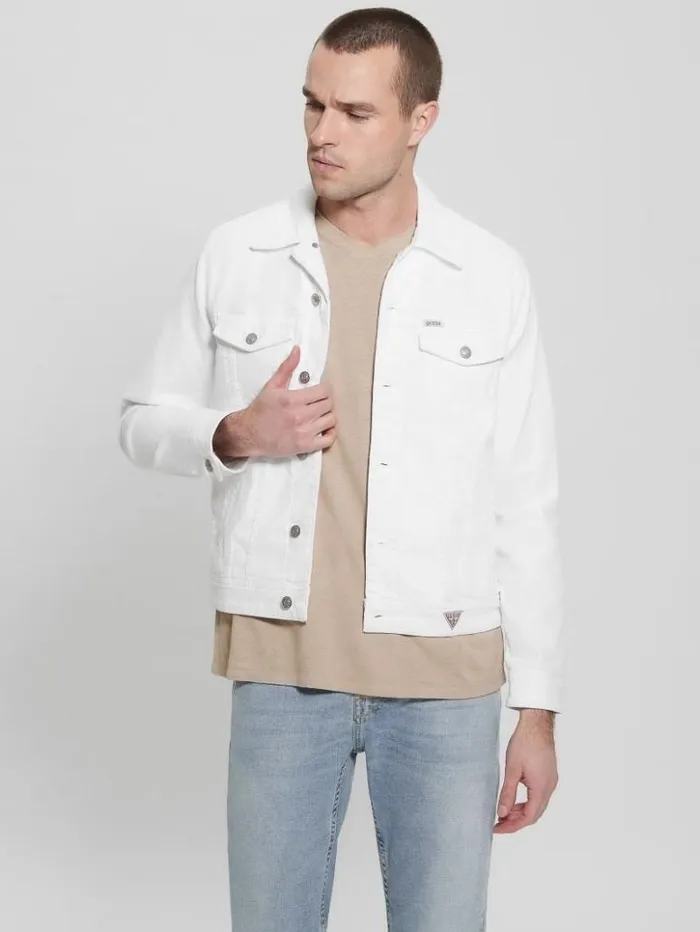 Men GUESS Jeans and Denim Eco Dillon Jacket Optic White