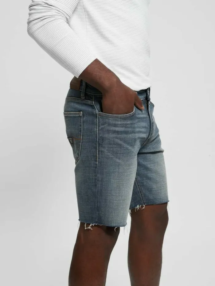 Men GUESS Jeans and Denim Eco Faded Denim Shorts Dark Antique