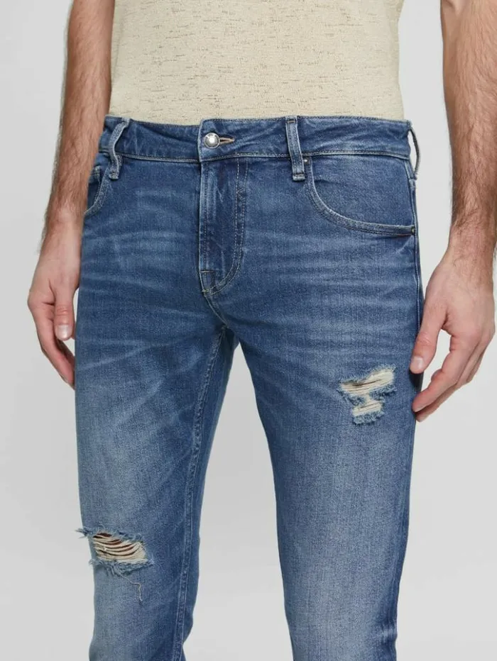Men GUESS Jeans and Denim Eco Miami Destroyed Skinny Jeans Rower