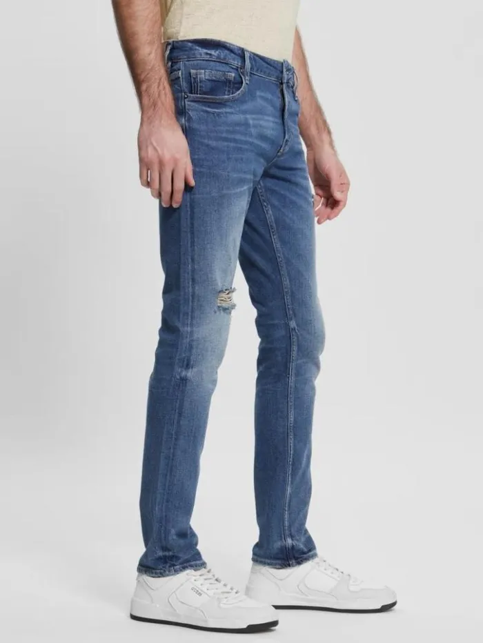 Men GUESS Jeans and Denim Eco Miami Destroyed Skinny Jeans Rower