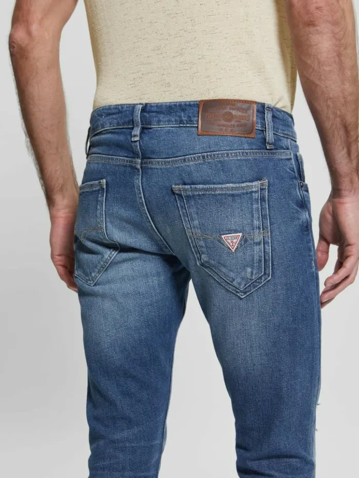 Men GUESS Jeans and Denim Eco Miami Destroyed Skinny Jeans Rower