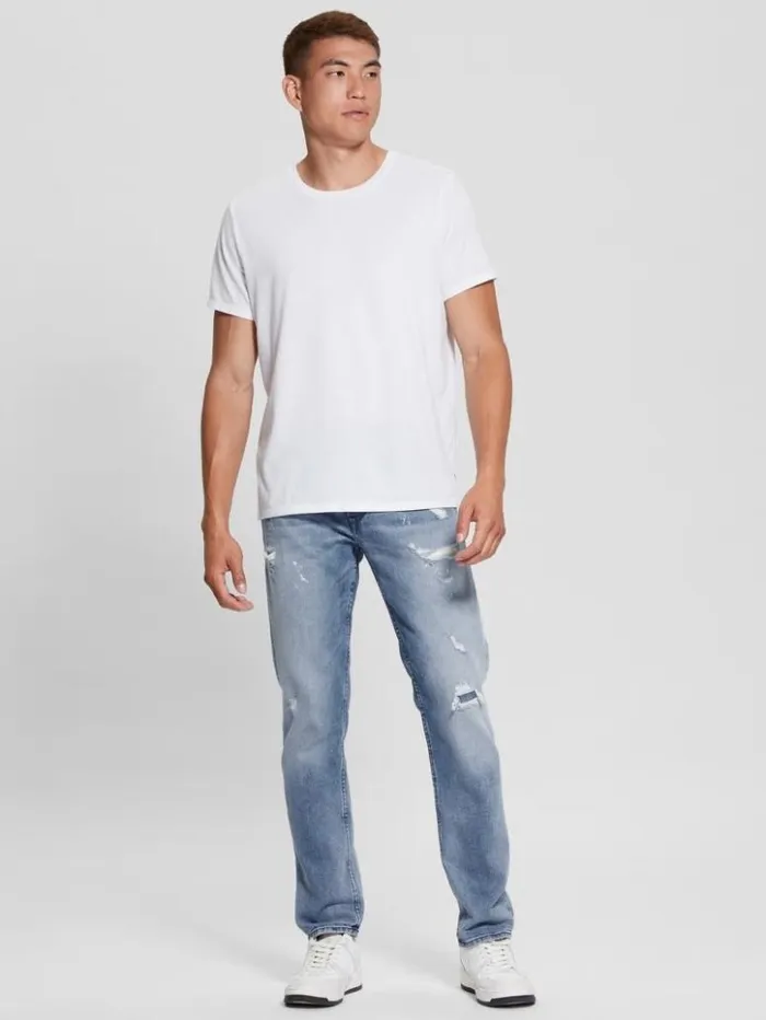 Men GUESS Jeans and Denim Eco RipandRepair Tapered Jeans Jet Stream