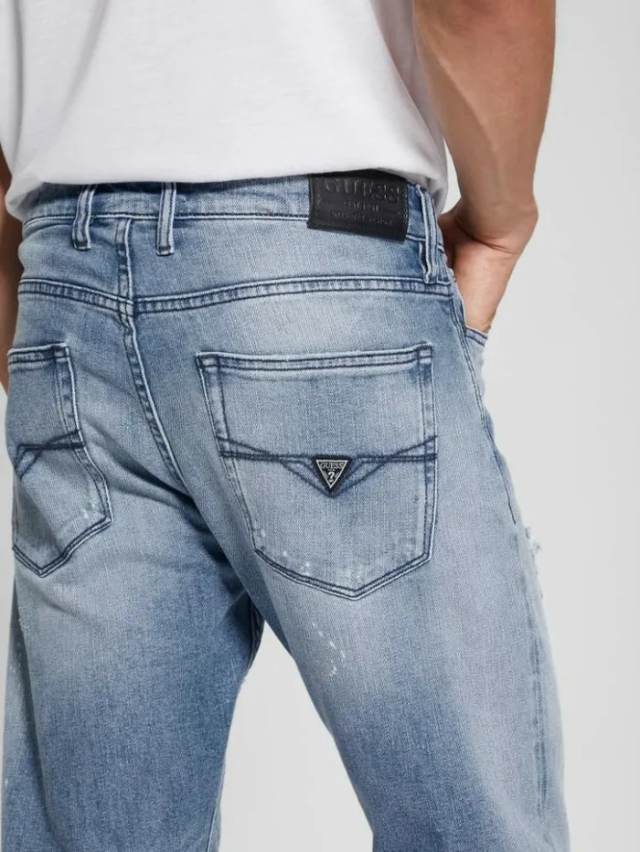 Men GUESS Jeans and Denim Eco RipandRepair Tapered Jeans Jet Stream