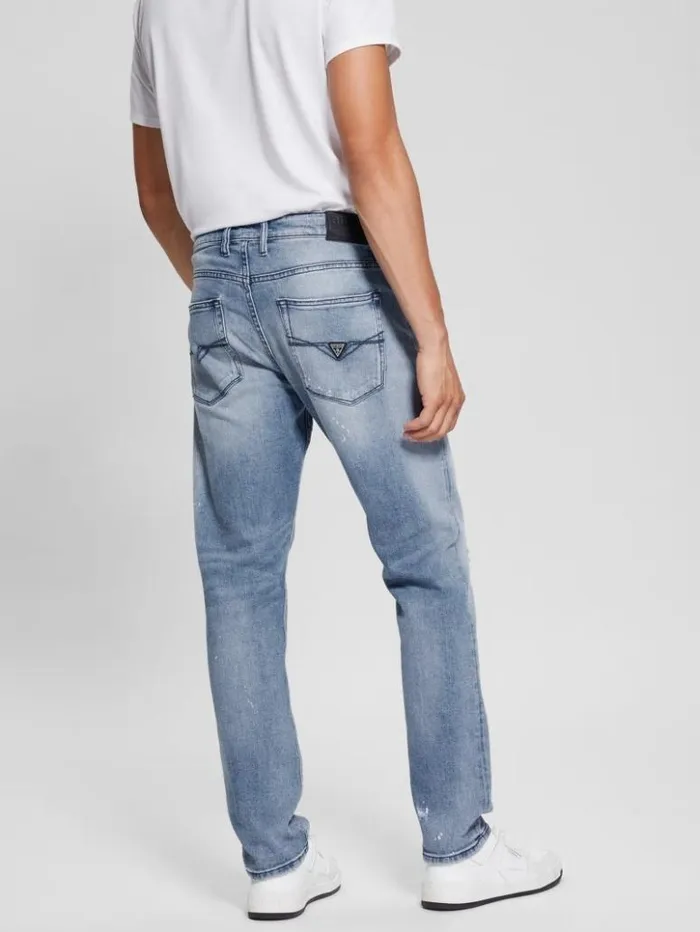 Men GUESS Jeans and Denim Eco RipandRepair Tapered Jeans Jet Stream