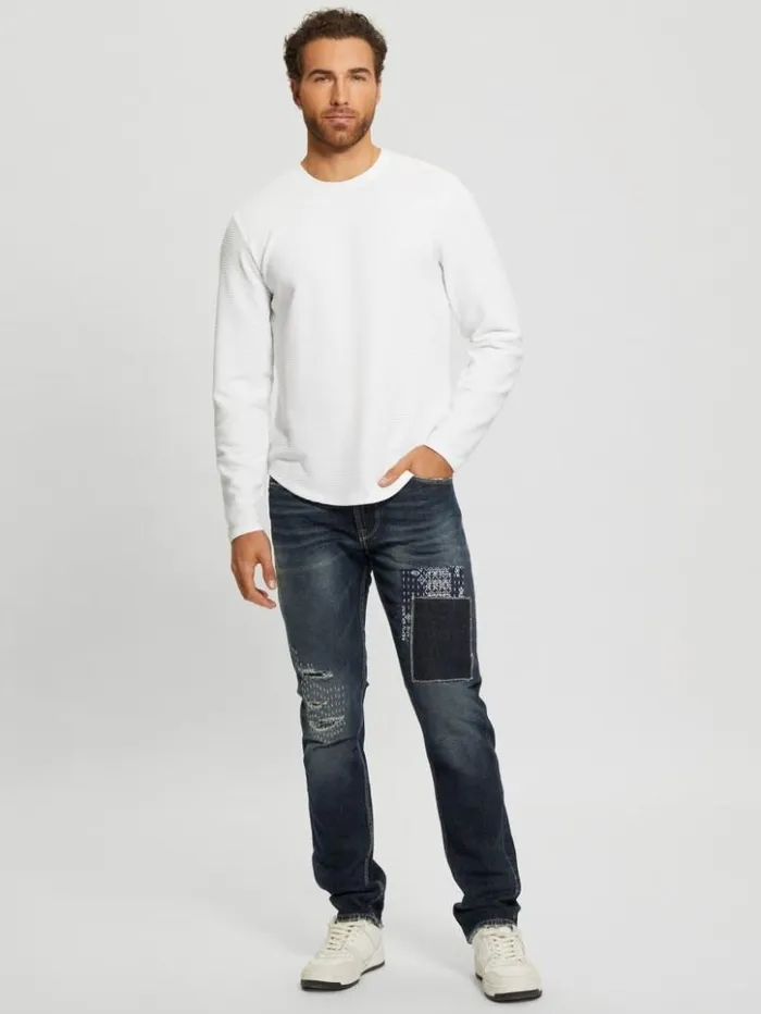 Men GUESS Jeans and Denim Eco Slim Distressed Tapered Pants Western Blue