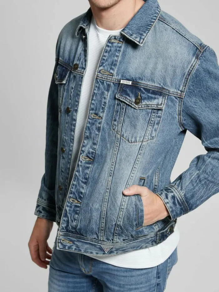 Men GUESS Jeans and Denim Embroidered Dean Jacket Venture