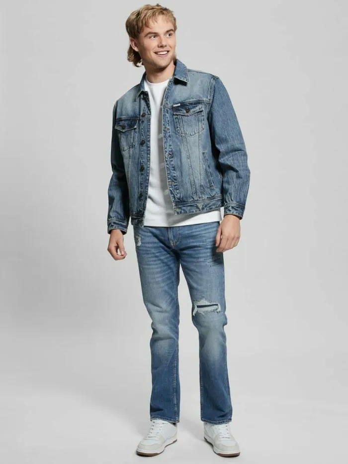 Men GUESS Jeans and Denim Embroidered Dean Jacket Venture