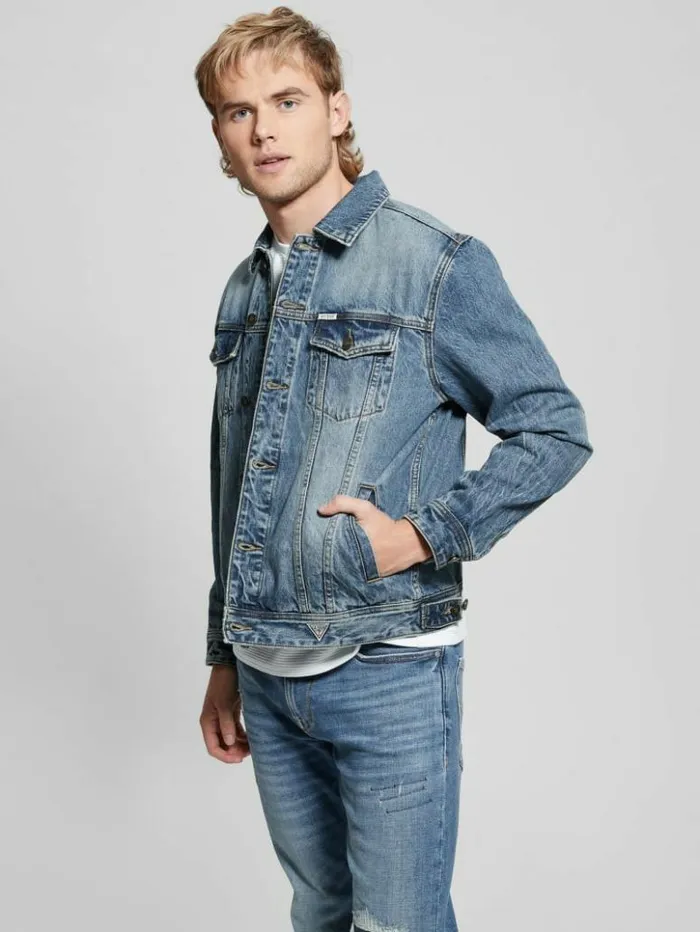 Men GUESS Jeans and Denim Embroidered Dean Jacket Venture