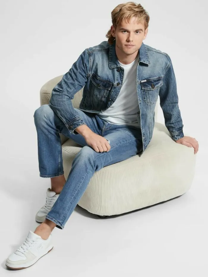 Men GUESS Jeans and Denim Embroidered Dean Jacket Venture