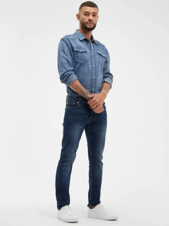 Men GUESS Jeans and Denim Faded Skinny Jeans Olvera Wash