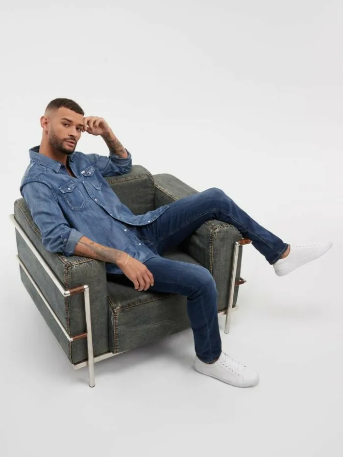 Men GUESS Jeans and Denim Faded Skinny Jeans Olvera Wash