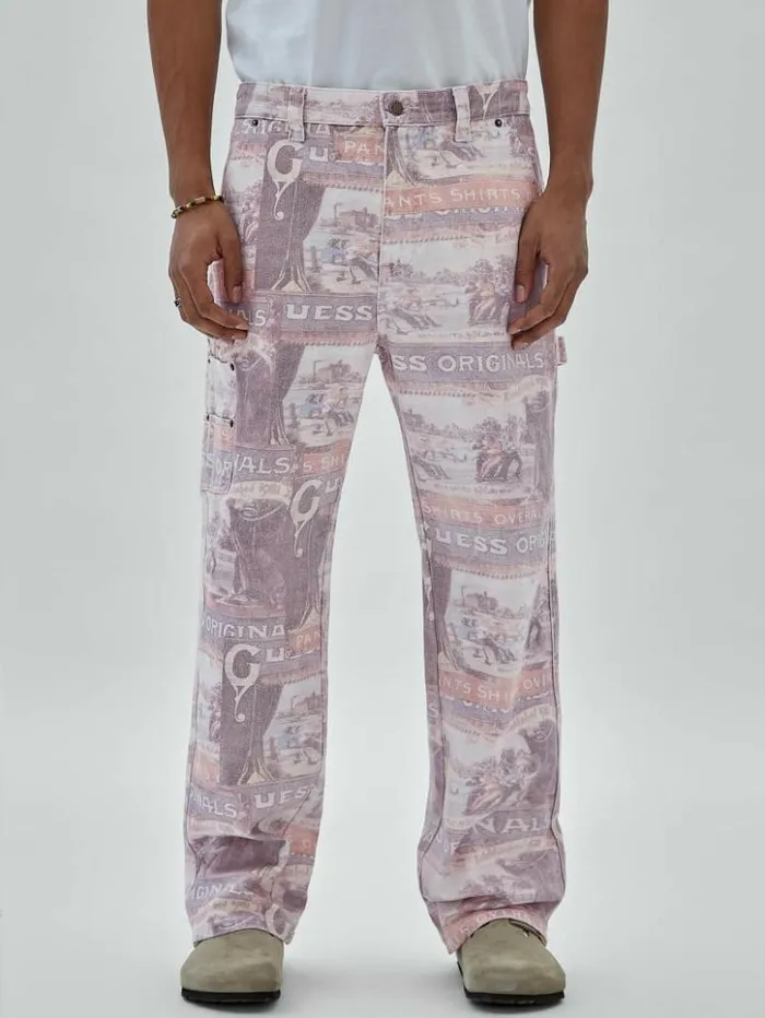 Men GUESS Jeans and Denim GUESS Originals Vintage Carpenter Pants Vintage Ranch Print Men GUESS Jeans and Denim GUESS Originals Vintage Carpenter Pants Vintage Ranch Print