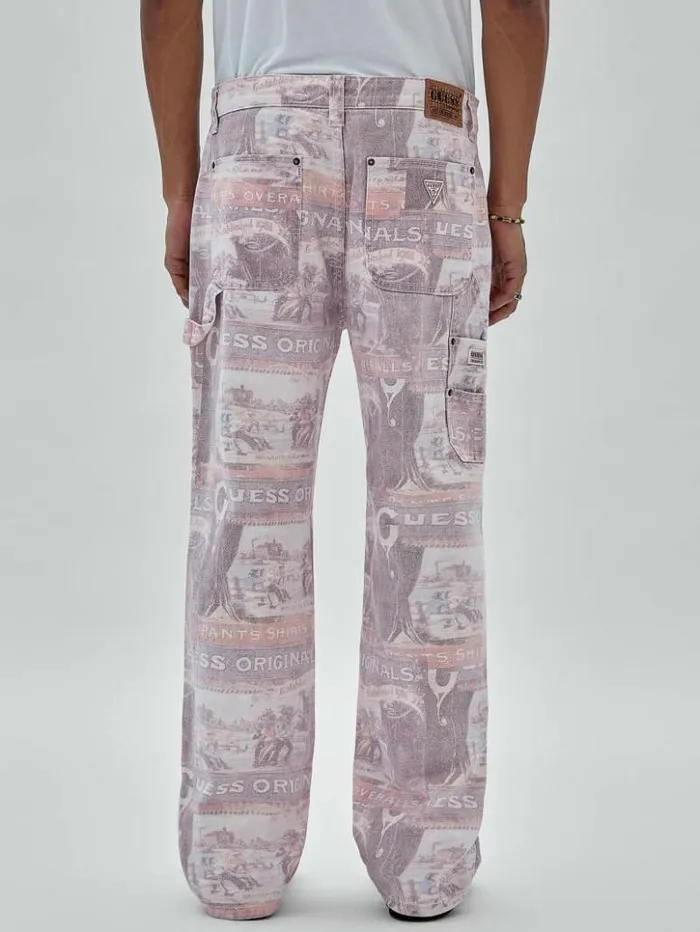 Men GUESS Jeans and Denim GUESS Originals Vintage Carpenter Pants Vintage Ranch Print Men GUESS Jeans and Denim GUESS Originals Vintage Carpenter Pants Vintage Ranch Print