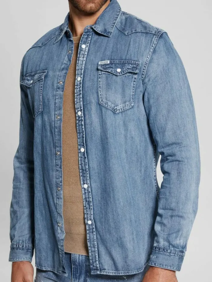 Men GUESS Jeans and Denim Truckee LongSleeve Denim Shirt Palmer