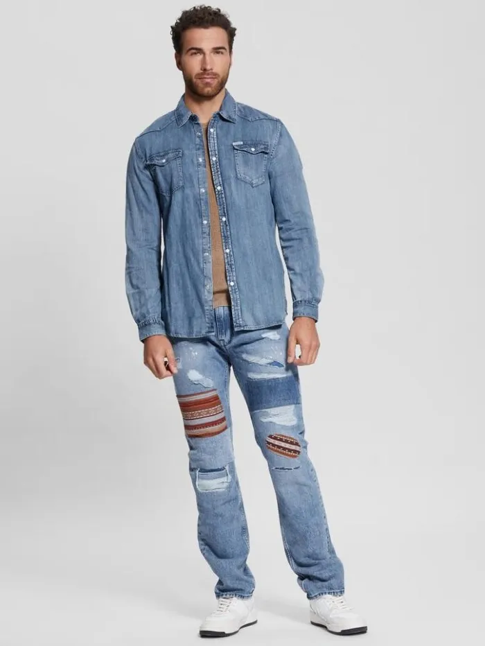 Men GUESS Jeans and Denim Truckee LongSleeve Denim Shirt Palmer