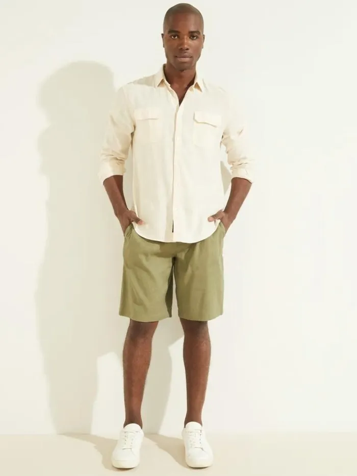 Men GUESS Pants and Shorts Bermuda Short Mossy Green