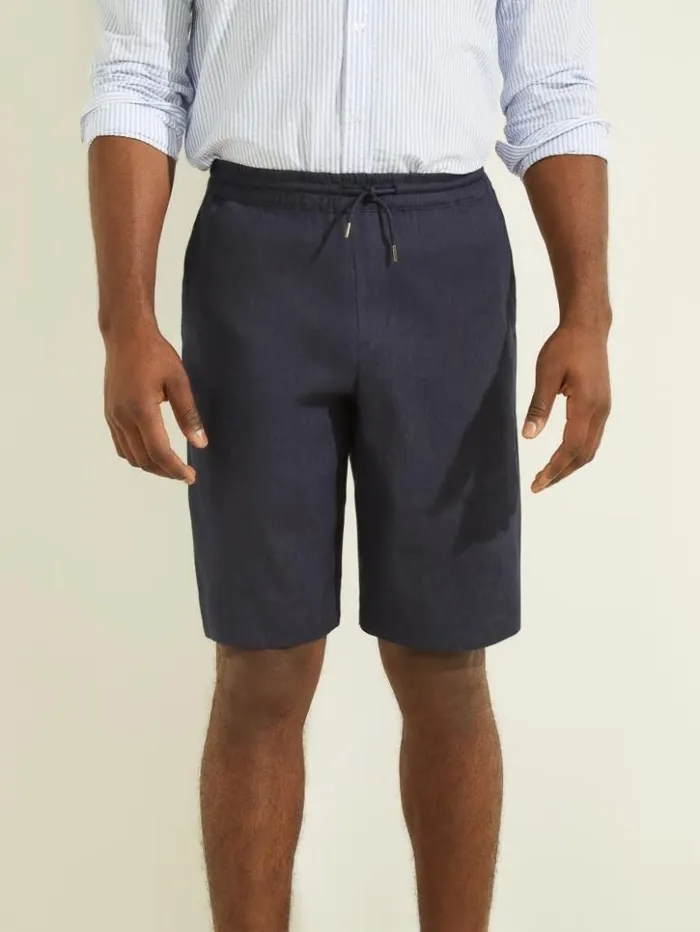 Men GUESS Pants and Shorts Bermuda Short Silk Blue