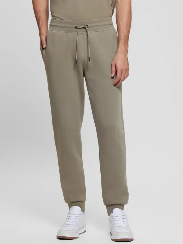 Men GUESS Pants and Shorts Eco Aldwin Logo Pants Mossy Green