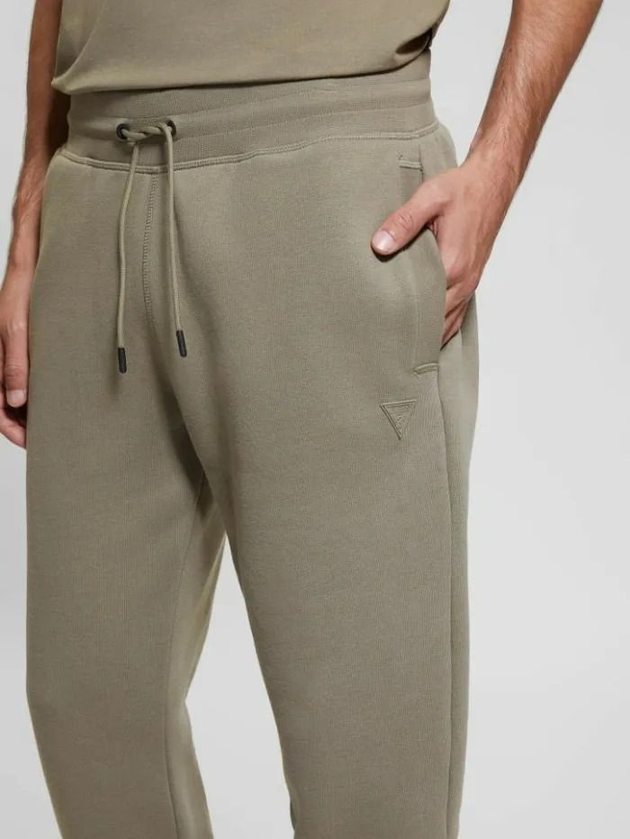 Men GUESS Pants and Shorts Eco Aldwin Logo Pants Mossy Green
