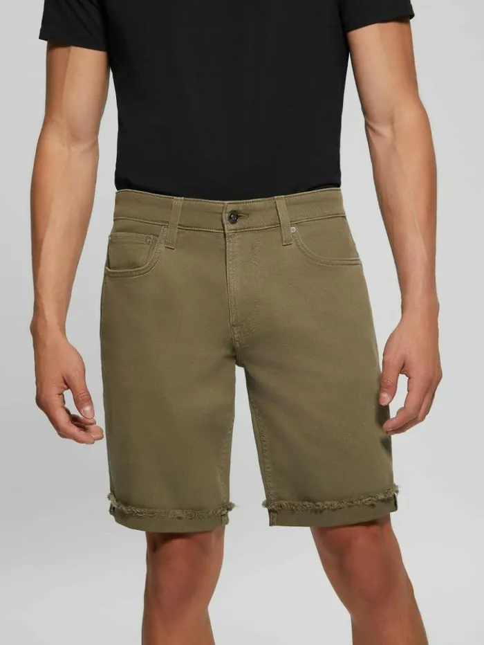 Men GUESS Pants and Shorts Eco Regular Fit Hemp Shorts Desert Green Multi