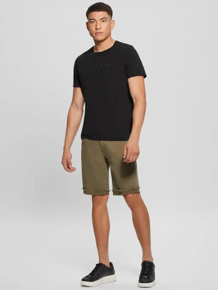 Men GUESS Pants and Shorts Eco Regular Fit Hemp Shorts Desert Green Multi
