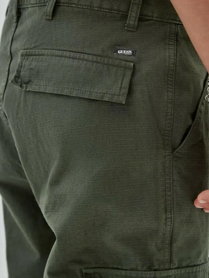 Men GUESS Pants and Shorts GUESS Originals Ripstop Cargo Green Duffel Multi