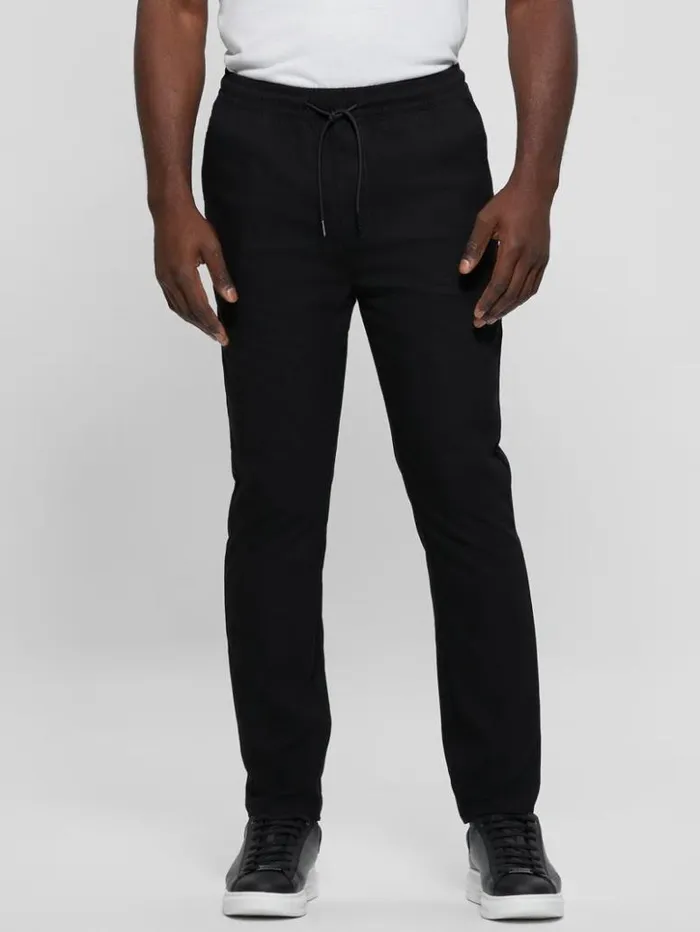 Men GUESS Pants and Shorts Harper Woven Tapered Pant Jet Black Multi