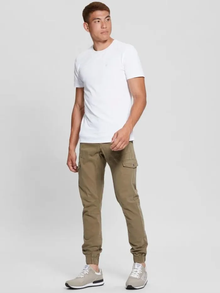 Men GUESS Pants and Shorts New Kombat Tapered Twill Pants Desert Green