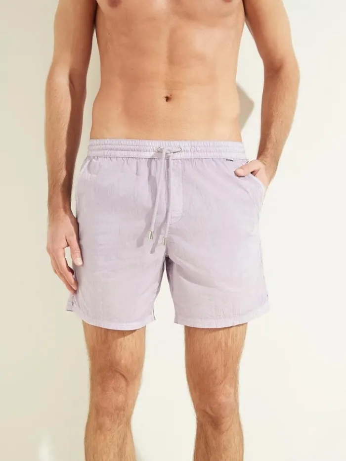 Men GUESS Pants and Shorts Nylon Swim Trunks Purple Glow