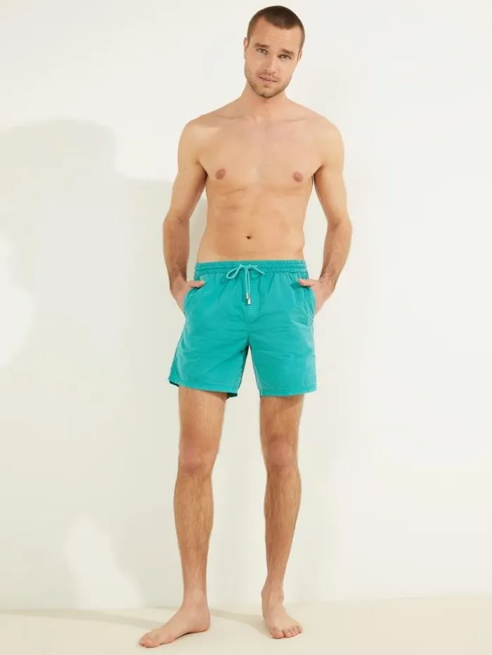 Men GUESS Pants and Shorts Nylon Swim Trunks Vibrant Blue