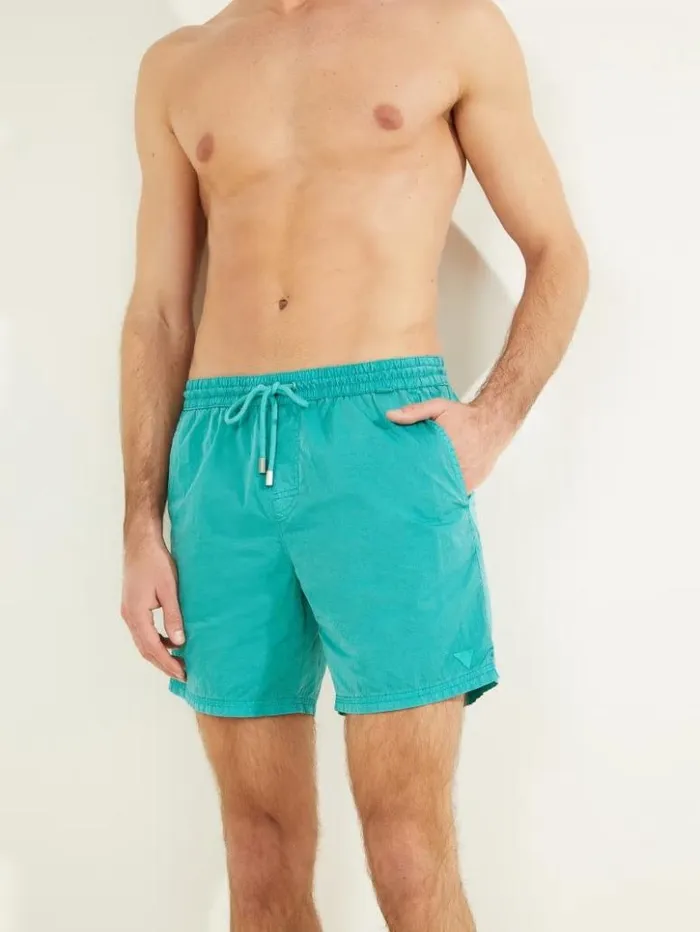 Men GUESS Pants and Shorts Nylon Swim Trunks Vibrant Blue