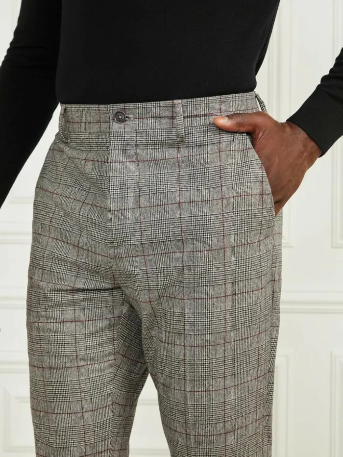 Men GUESS Pants and Shorts Roger Chino Pants Blackwhitered Check