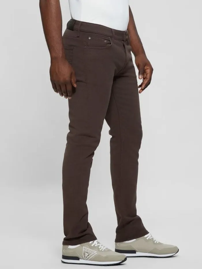Men GUESS Pants and Shorts Slim Tapered Pants Espresso Brown Multi