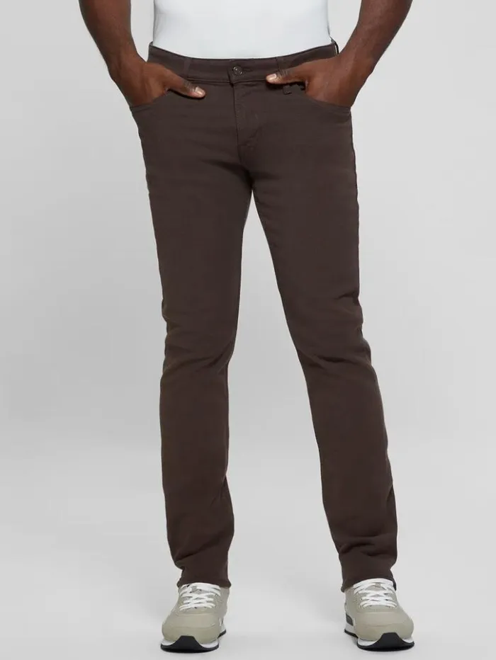 Men GUESS Pants and Shorts Slim Tapered Pants Espresso Brown Multi