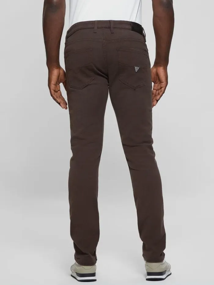 Men GUESS Pants and Shorts Slim Tapered Pants Espresso Brown Multi