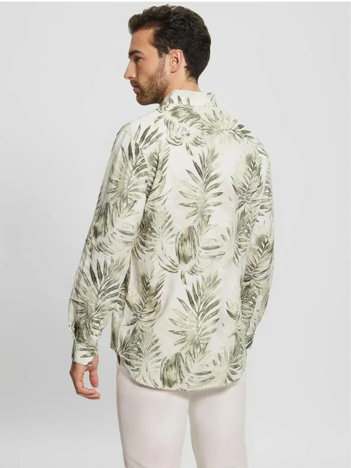 Men GUESS Shirts Eco Collins LongSleeve Shirt Military Foliage
