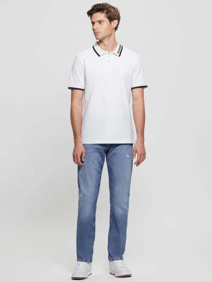Men GUESS Shirts Eco Lyle Logo Polo Pure White