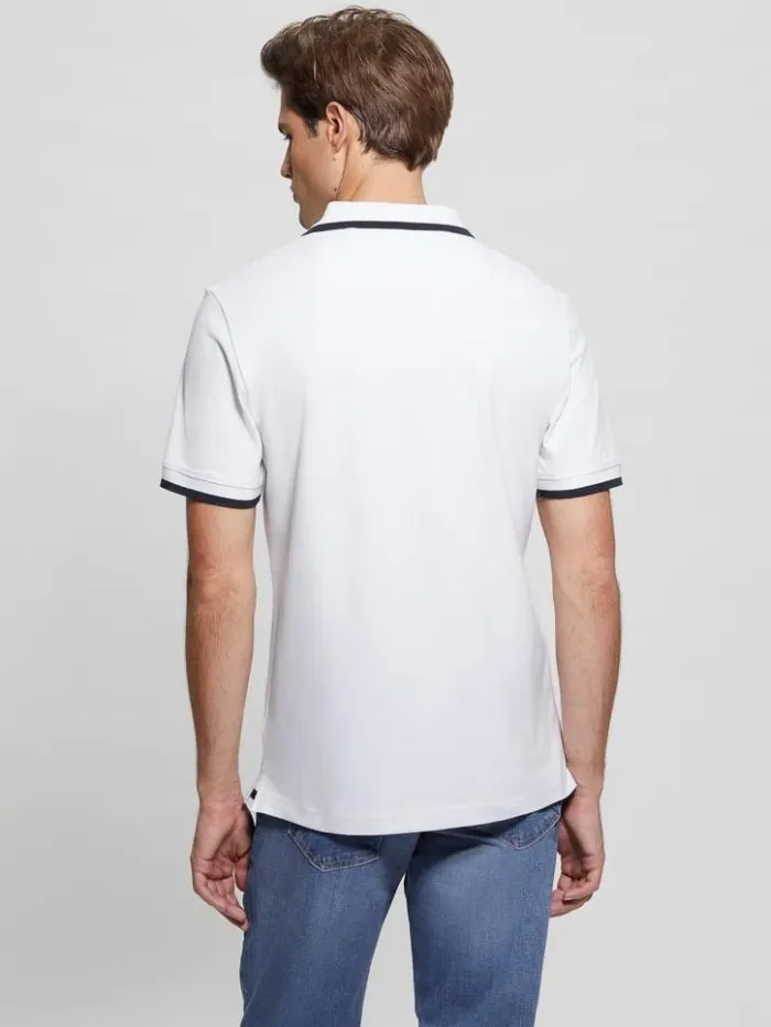 Men GUESS Shirts Eco Lyle Logo Polo Pure White