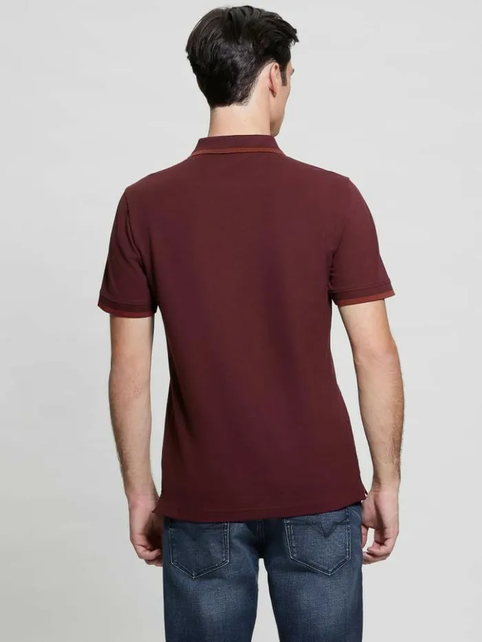 Men GUESS Shirts Eco Lyle Logo Polo Red Noir