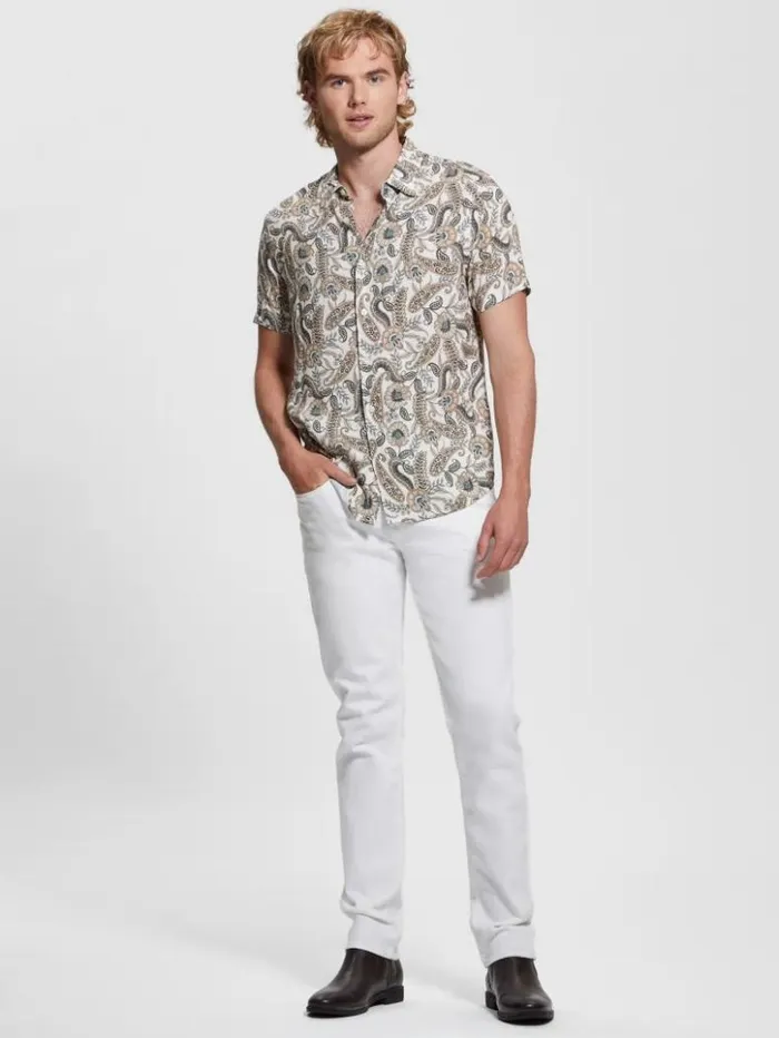 Men GUESS Shirts Eco Paisley Shirt Paisley Floral