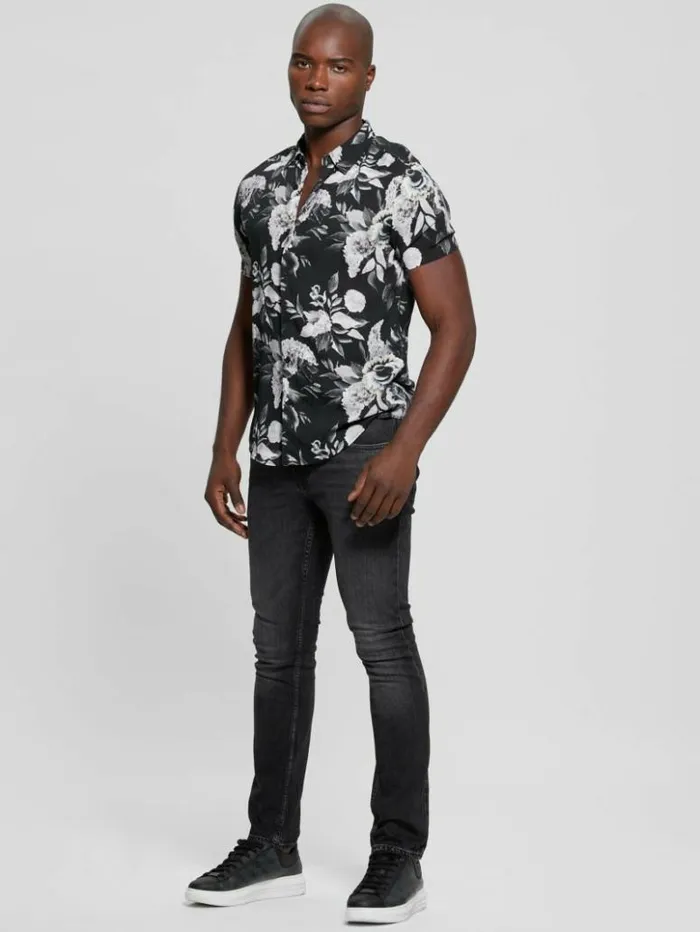 Men GUESS Shirts Eco Rayon Floral Shirt Muted Floral
