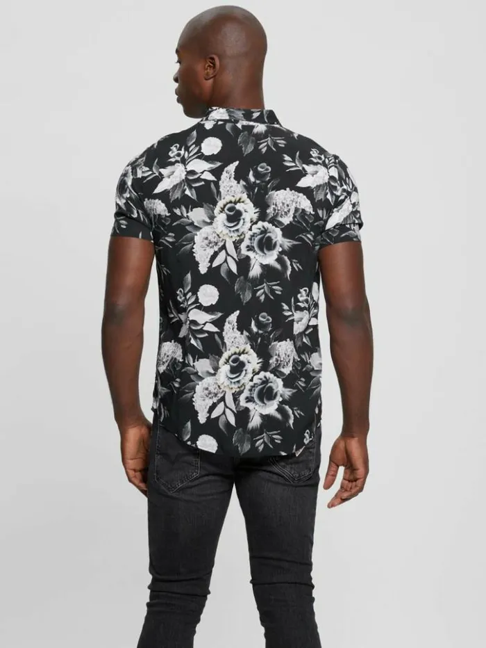 Men GUESS Shirts Eco Rayon Floral Shirt Muted Floral