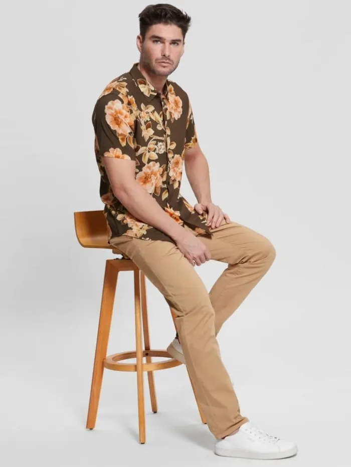 Men GUESS Shirts Eco Rayon Grassland Floral Shirt Grassland Floral